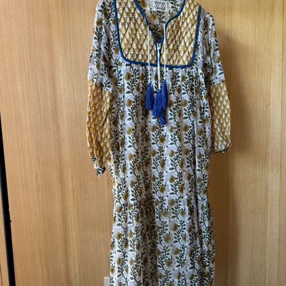 SZ Blockprints Tassle Dress - Gorgeous Fall Sheer! Worn once - Picture 3 of 9